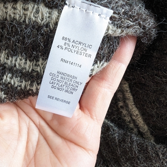 Yaira Cowl Neck Poncho Sweater One size Fits Tan Brown Gray Boho - Picture 8 of 9